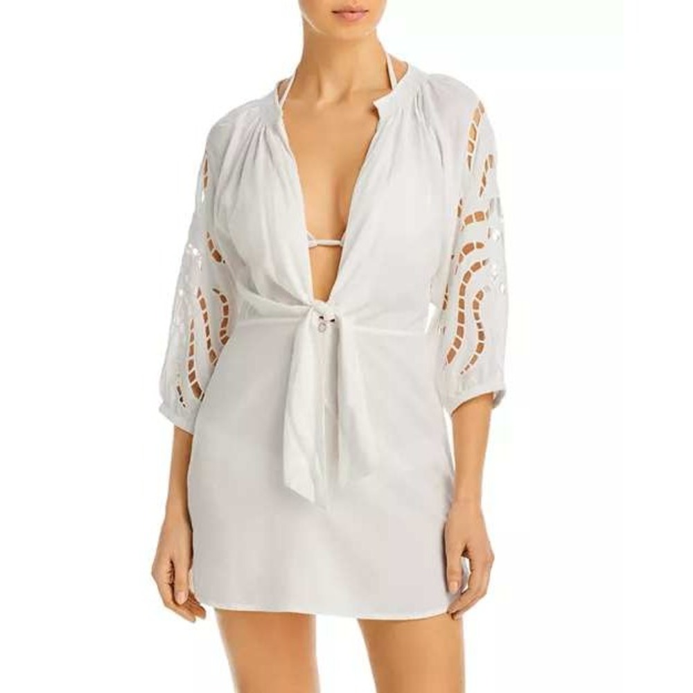ViX Paula Hermanny White Eyelet Tie Beach Swim Coverup Dress Womens S/M. New